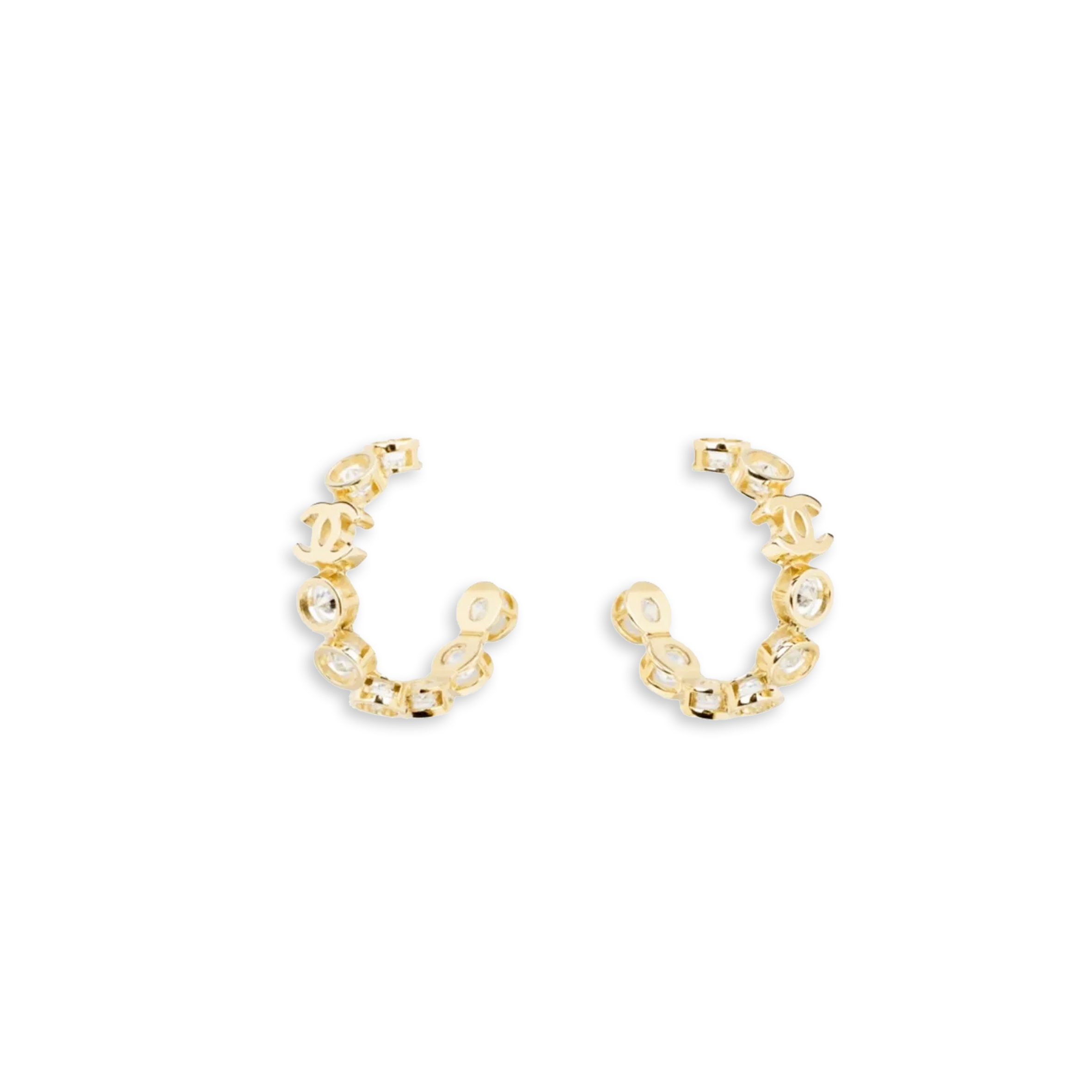 Ch*el logo crystal earrings gold abe278